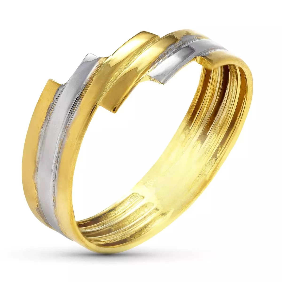 18K SORTIJA ORO BICOLOR CON BANDAS CRUZADAS. ANCHO: 8MM 1