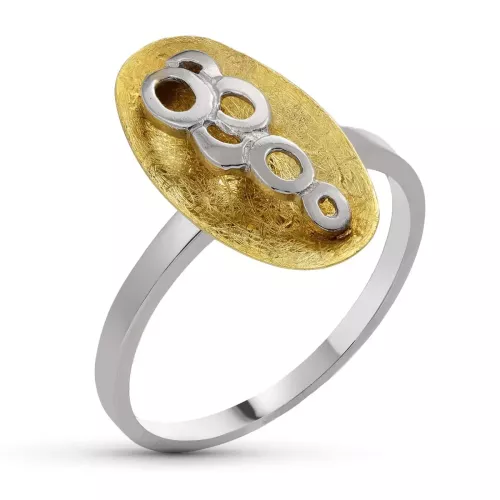 18K SORTIJA ORO BICOLOR MOTIVO OVAL CON CIRCULOS. 17 X 9MM 1