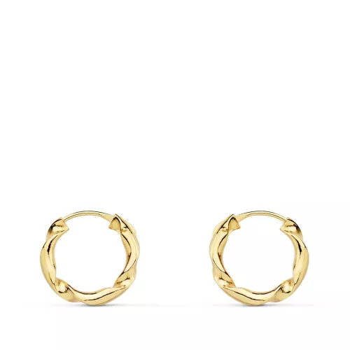 18K AROS ORO AMARILLO HUECOS RETORCIDOS. 12X2 MM 0