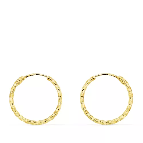 18K AROS ORO AMARILLO HUECOS RETORCIDOS CON TALLADO 15X1.30 MM 0