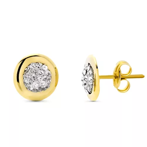 9K PENDIENTES ORO AMARILLO REDONDOS 8 MM CIERRE PRESION 0
