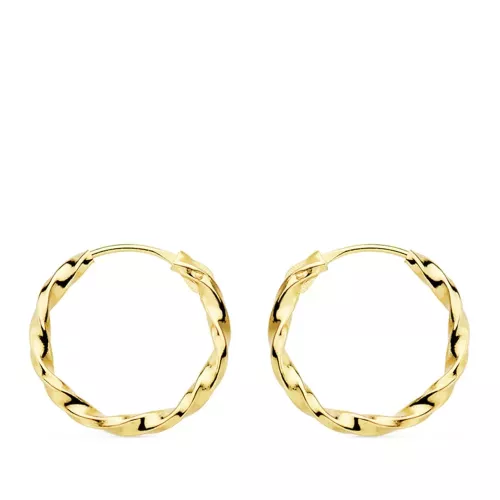 18K AROS ORO AMARILLO HUECOS GALLONEADOS. 14X1.5 MM 0