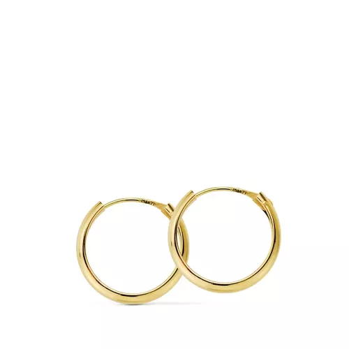 18K AROS ORO AMARILLO MEDIA CAÃÂA LISOS LIGEROS 14X2 MM 0