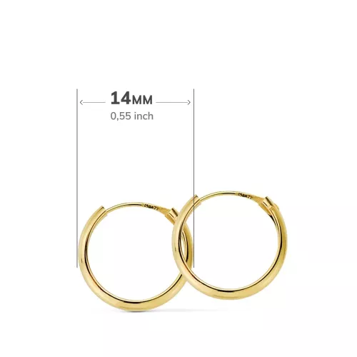 18K AROS ORO AMARILLO MEDIA CAÃÂA LISOS LIGEROS 14X2 MM 0,42gr