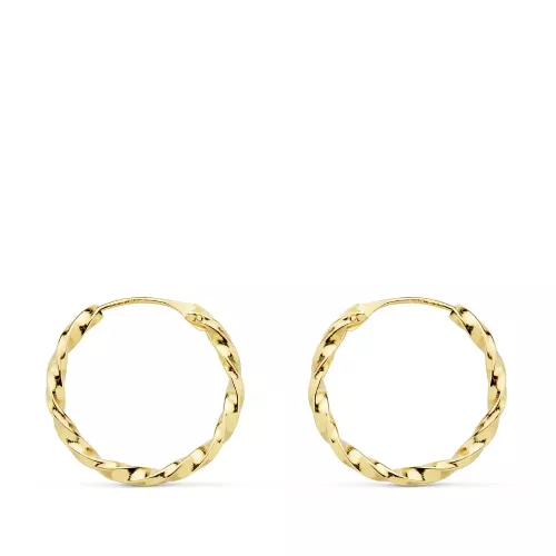 18K AROS ORO AMARILLO HUECOS GALLONEADOS. 16X1.50 MM 0