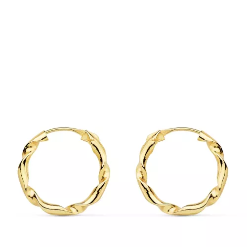 18K AROS ORO AMARILLO HUECOS RETORCIDOS. 16X2 MM 0