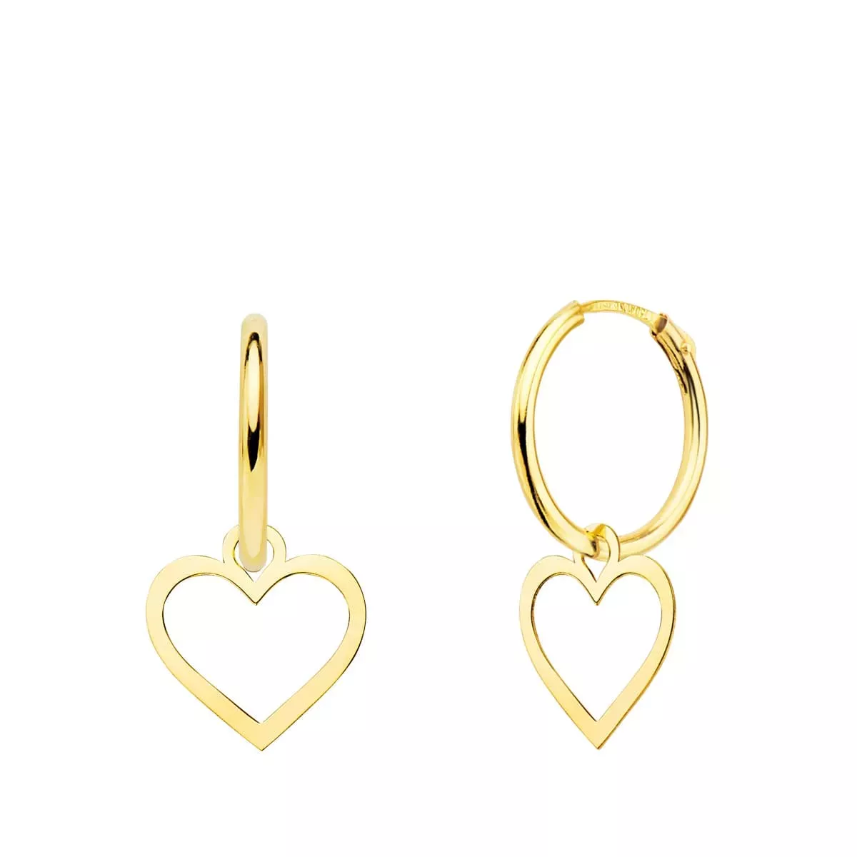 18K AROS ORO AMARILLO TUBO CON CORAZON 9X9 MM ARO 12X1.5 MM 0