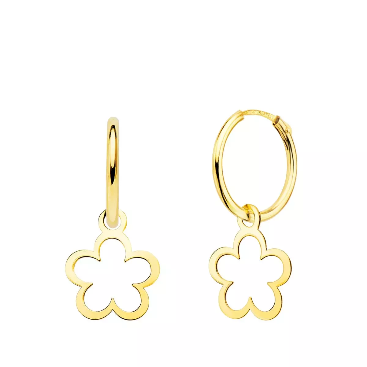 18K AROS ORO AMARILLO TUBO CON MARGARITA 10X10 MM ARO 12X1.5 MM 0