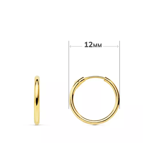 18K AROS ORO AMARILLO TUBO CON CRUZ LISA 12X6 MM ARO 12X1.5 MM 0,52gr