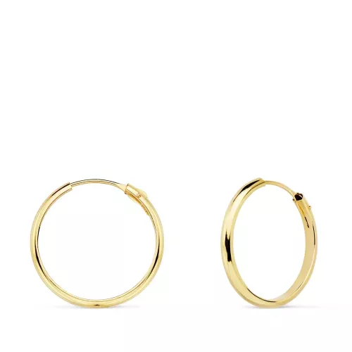18K AROS ORO AMARILLO MEDIA CAÃÂA LISOS LIGEROS 18X2 MM 0