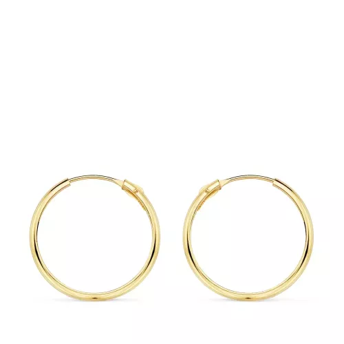 18K AROS ORO AMARILLO MEDIA CAÃÂA LISOS LIGEROS 18X2 MM 0,54gr