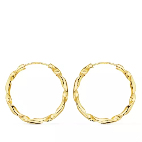 18K AROS ORO AMARILLO HUECOS RETORCIDOS. 20X2 MM 0