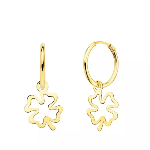 18K AROS ORO AMARILLO TUBO CON TREBOL 11X9 MM ARO 12X1.5 MM 0