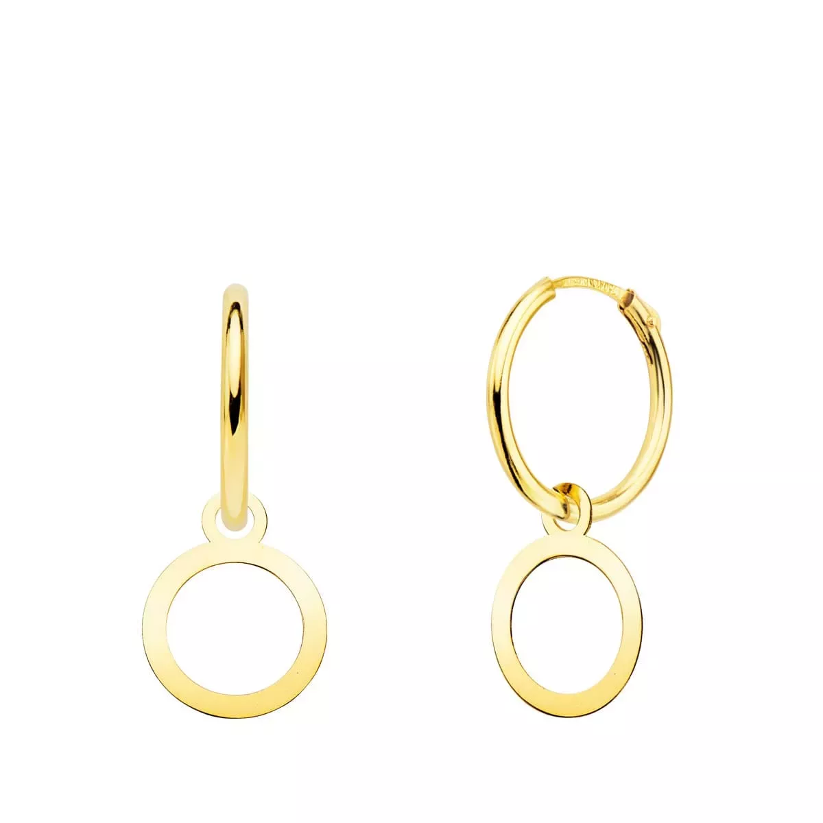 18K AROS ORO AMARILLO TUBO CON CIRCULO 10 MM ARO 12X1.5 MM 0