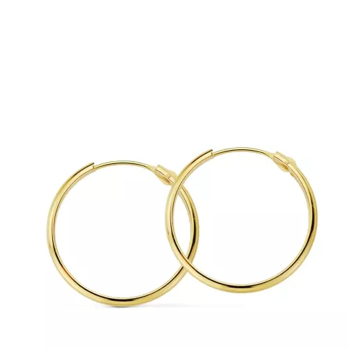 18K AROS ORO AMARILLO MEDIA CAÃÂA LISOS LIGEROS 20X2 MM 0