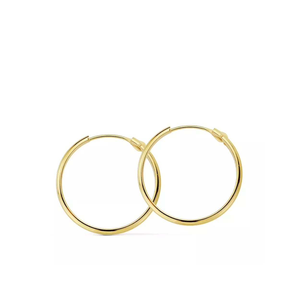 18K AROS ORO AMARILLO MEDIA CAÃÂA LISOS LIGEROS 20X2 MM 0