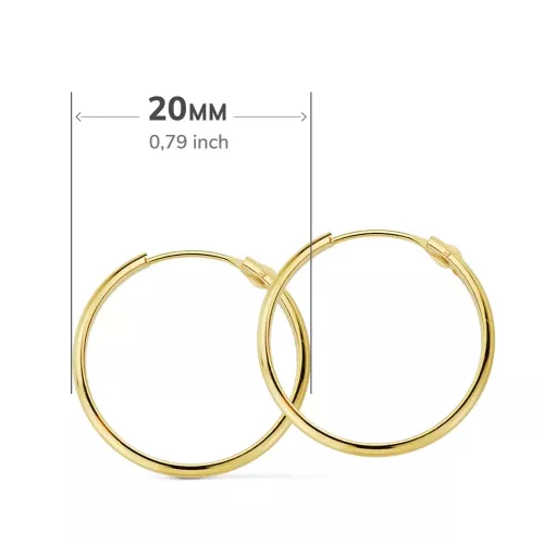 18K AROS ORO AMARILLO MEDIA CAÃÂA LISOS LIGEROS 20X2 MM 0,62gr