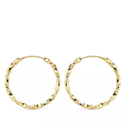 18K AROS ORO AMARILLO GALLONEADOS HUECOS 20X1.50 MM 0