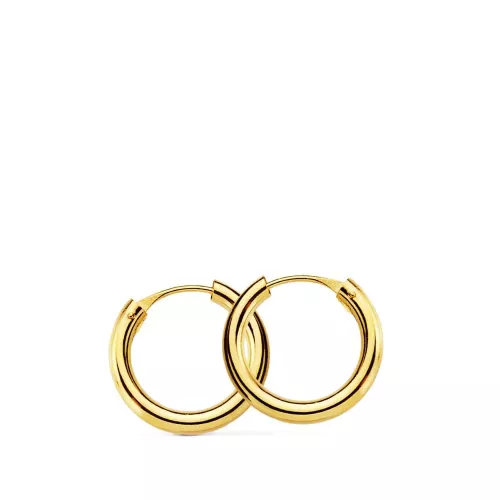 18K AROS ORO AMARILLO REDONDOS LISOS LIGEROS 14X2 MM 0