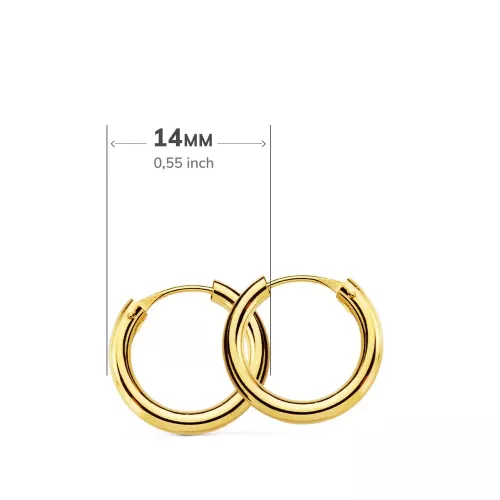 18K AROS ORO AMARILLO REDONDOS LISOS LIGEROS 14X2 MM 0,67gr