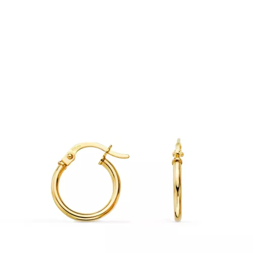 18K PENDIENTES AROS CRIOLLAS ORO AMARILLO HUECOS REDONDOS TUBO REDONDO 13 MM. GROSOR 1