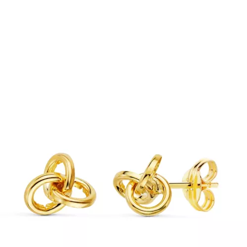 18K PENDIENTES ORO AMARILLO TRES AROS LISOS. CIERRE PRESION 7 X 6 MM 0