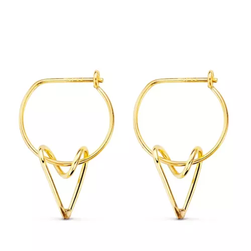 18K AROS ORO AMARILLO 13 MM MOTIVO CORAZON 10X7 MM 1