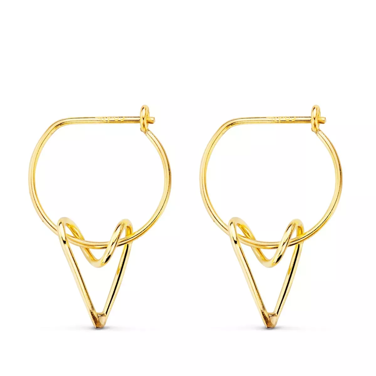 18K AROS ORO AMARILLO 13 MM MOTIVO CORAZON 10X7 MM 1