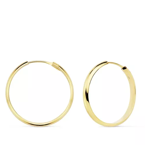 18K AROS ORO AMARILLO MEDIA CAÃÂA LISOS LIGEROS 23X3 MM 1