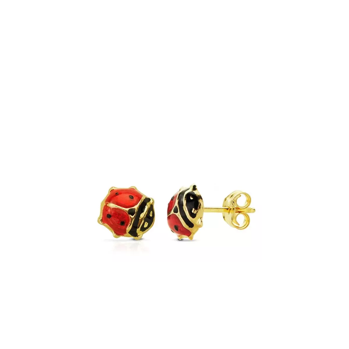 9K PENDIENTES ORO AMARILLO MARIQUITA ESMALTE 7X7 MM. CIERRE PRESION(MINIMO 3 PARES) 0