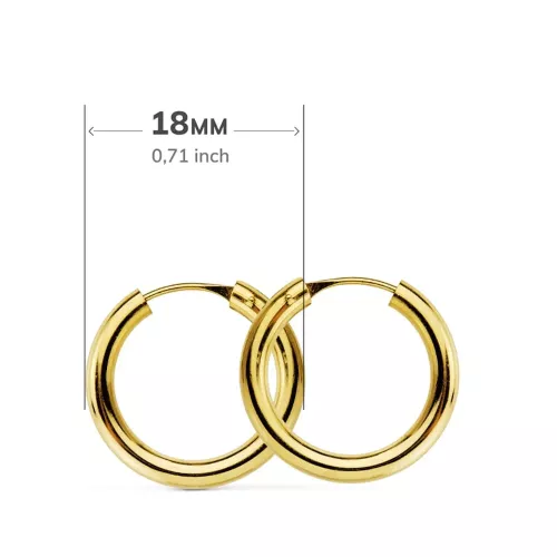 18K AROS ORO AMARILLO REDONDOS LISOS LIGEROS 18X2.5 MM 1,16gr
