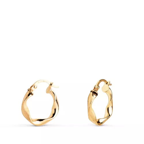 18K AROS ORO AMARILLO HUECOS RETORCIDOS MATE Y BRILLO 16 MM. GROSOR: 3 MM 1