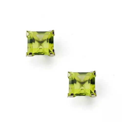 9K PENDIENTES ORO AMARILLO CUADRADOS OLIVINA NATURAL 1