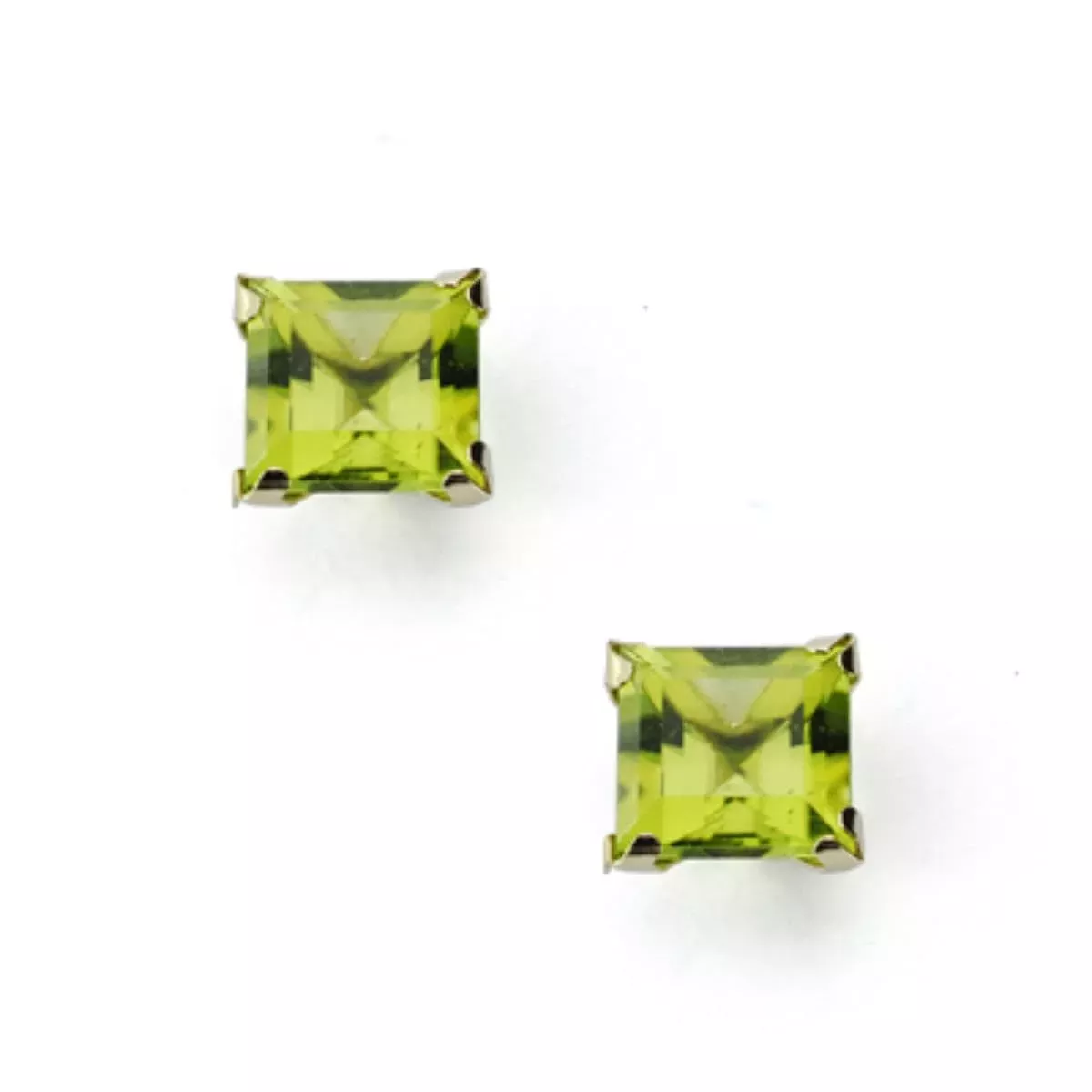 9K PENDIENTES ORO AMARILLO CUADRADOS OLIVINA NATURAL 1