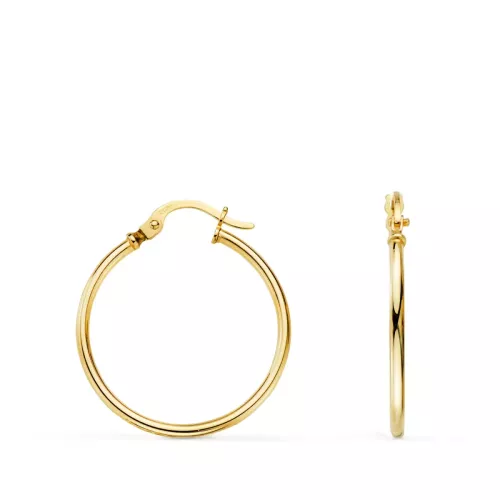 18K PENDIENTES AROS CRIOLLAS ORO AMARILLO HUECOS REDONDOS TUBO REDONDO 21 MM. GROSOR 1