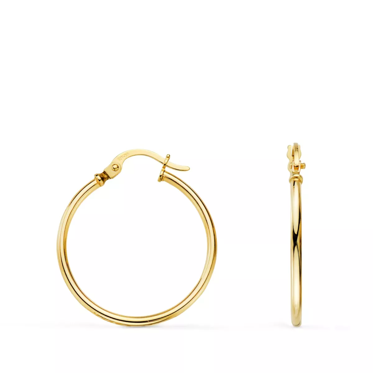 18K PENDIENTES AROS CRIOLLAS ORO AMARILLO HUECOS REDONDOS TUBO REDONDO 21 MM. GROSOR 1