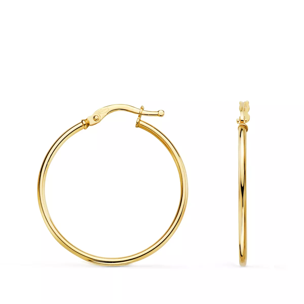 18K PENDIENTES AROS CRIOLLAS ORO AMARILLO HUECOS REDONDOS TUBO REDONDO 28 MM. GROSOR 1