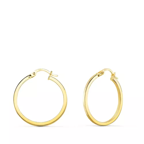 18K AROS ORO AMARILLO HUECOS REDONDOS TUBO CUADRADO 23 MM. GROSOR: 1