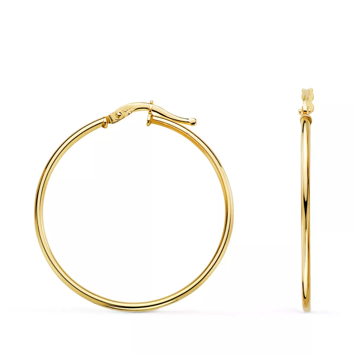 18K PENDIENTES AROS CRIOLLAS ORO AMARILLO HUECOS REDONDOS TUBO REDONDO 33 MM. GROSOR 1