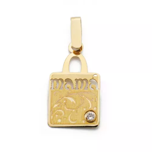 9K COLGANTE ORO AMARILLO " MAMA " CIRCONITA 20X11 MM 0