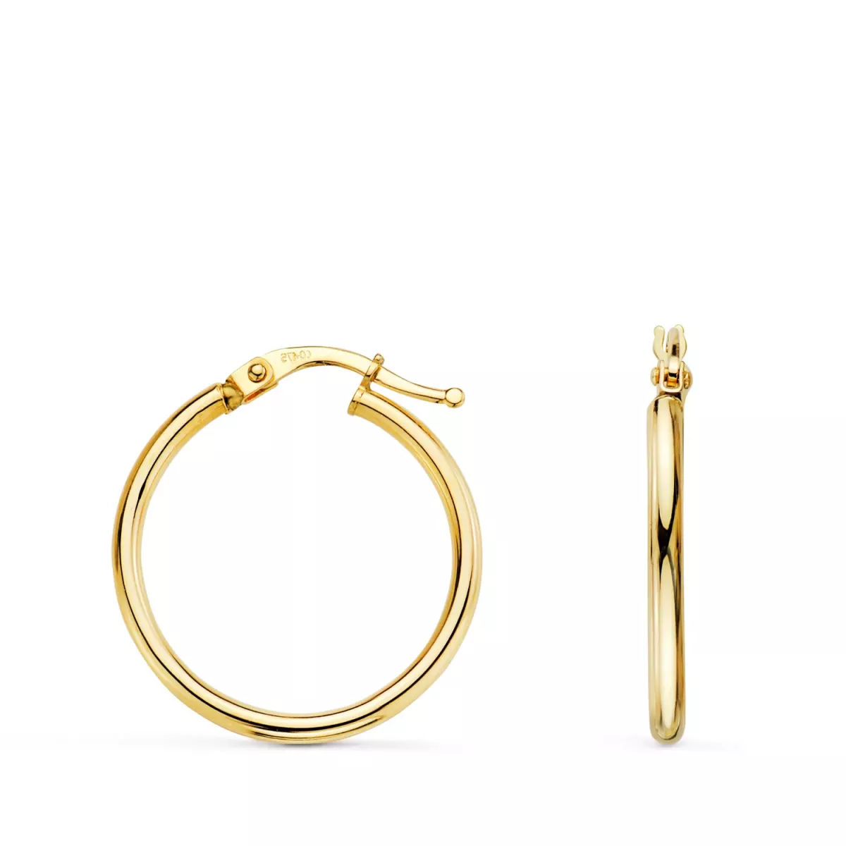 18K AROS ORO AMARILLO HUECOS REDONDOS TUBO REDONDO 24 MM. GROSOR 2 MM 1