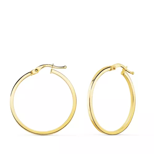 18K AROS ORO AMARILLO HUECOS REDONDOS TUBO CUADRADO 28 MM. GROSOR: 1