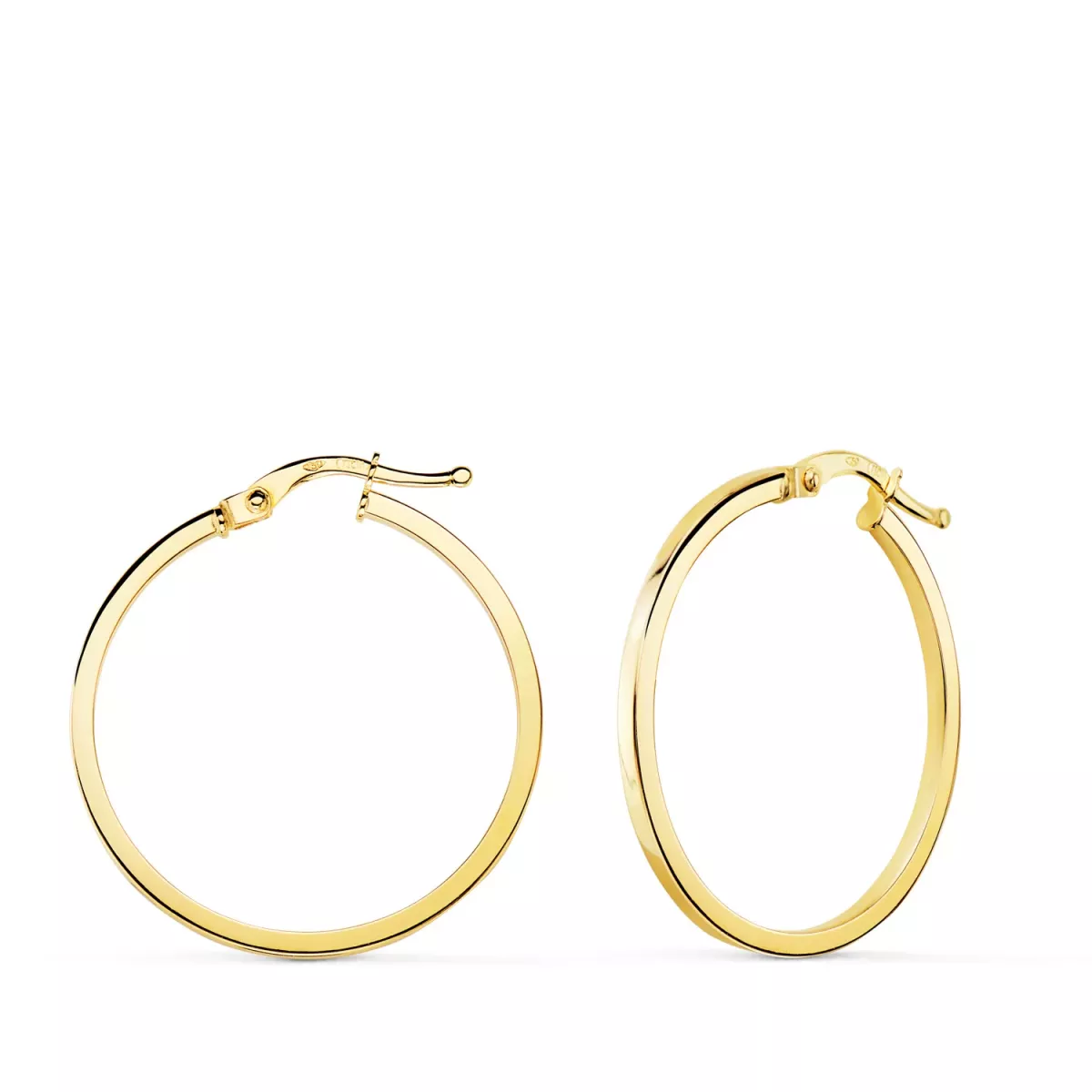 18K AROS ORO AMARILLO HUECOS REDONDOS TUBO CUADRADO 28 MM. GROSOR: 1