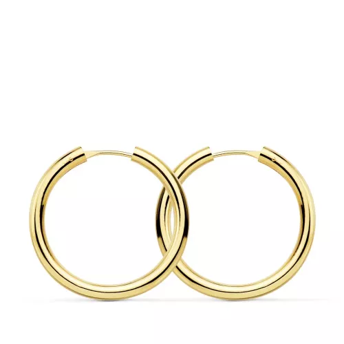 18K AROS ORO AMARILLO REDONDOS LISOS LIGEROS 24X2.5 MM 1