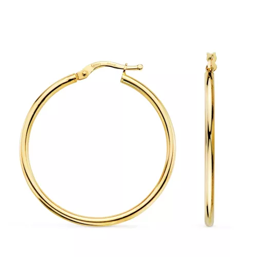 18K AROS ORO AMARILLO HUECOS REDONDOS TUBO REDONDO 34 MM. GROSOR 2 MM 2