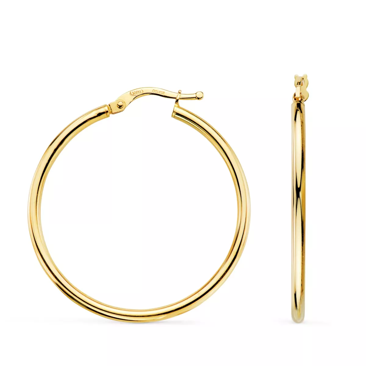18K AROS ORO AMARILLO HUECOS REDONDOS TUBO REDONDO 34 MM. GROSOR 2 MM 2