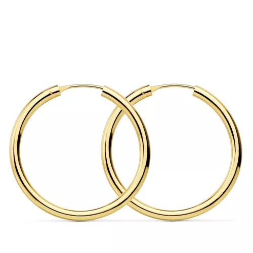 18K AROS ORO AMARILLO REDONDOS LISOS LIGEROS 30X2.5 MM 2