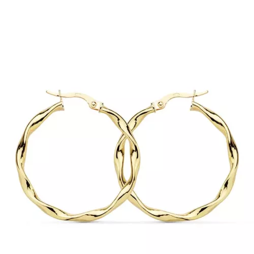 18K AROS ORO AMARILLO BRILLO RETORCIDOS 30X2.5 MM 2
