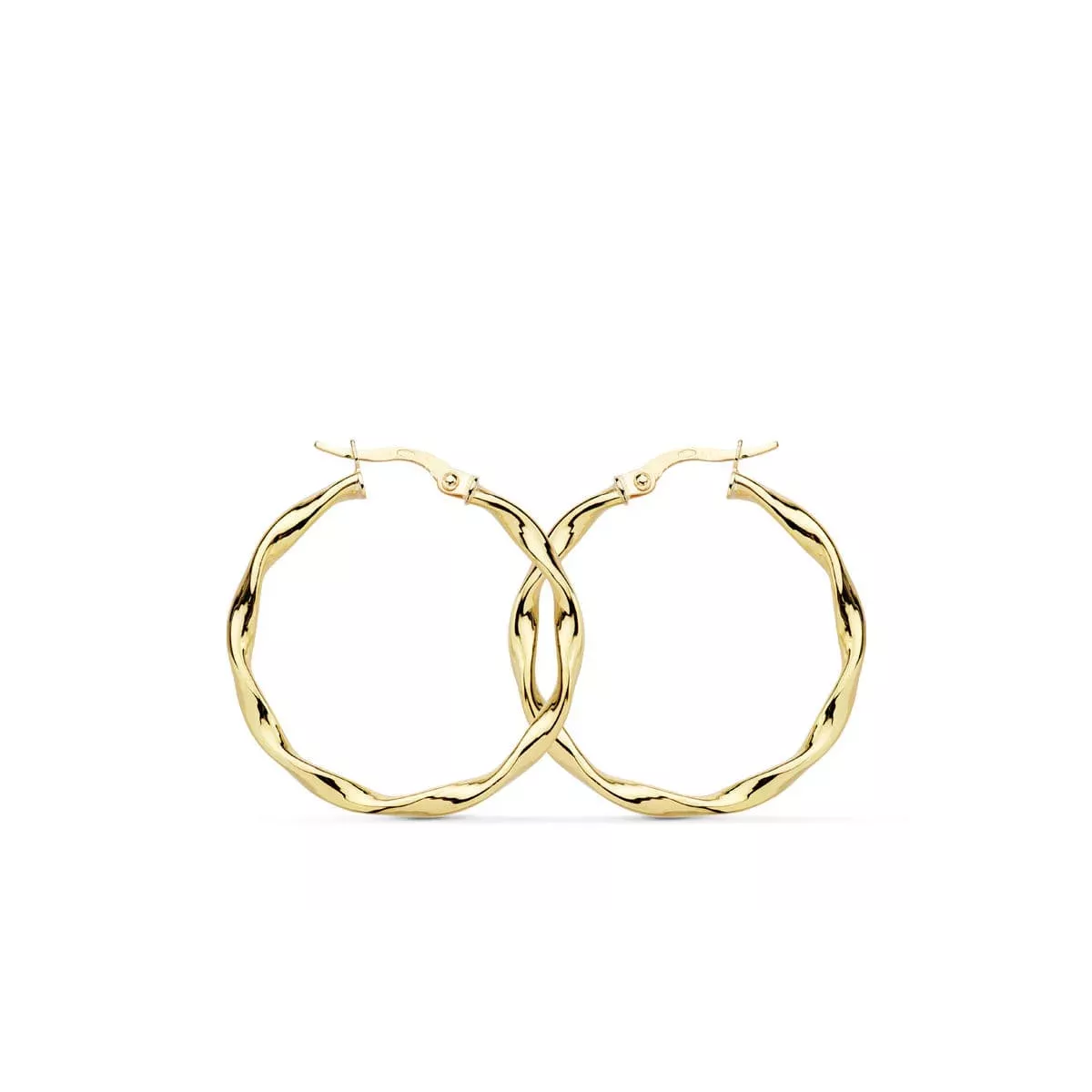18K AROS ORO AMARILLO BRILLO RETORCIDOS 30X2.5 MM 2