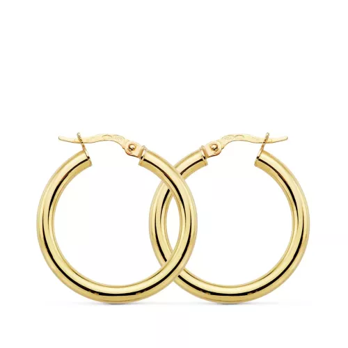 18K AROS ORO AMARILLO REDONDOS HUECOS 26X3 MM 2